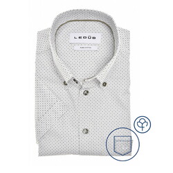 Ledûb Fantasy Check Dot Pattern Short Sleeve Button-Down Overhemd Midden Groen