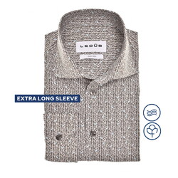 Ledûb Fantasy Melange Design Overhemd Donker Bruin