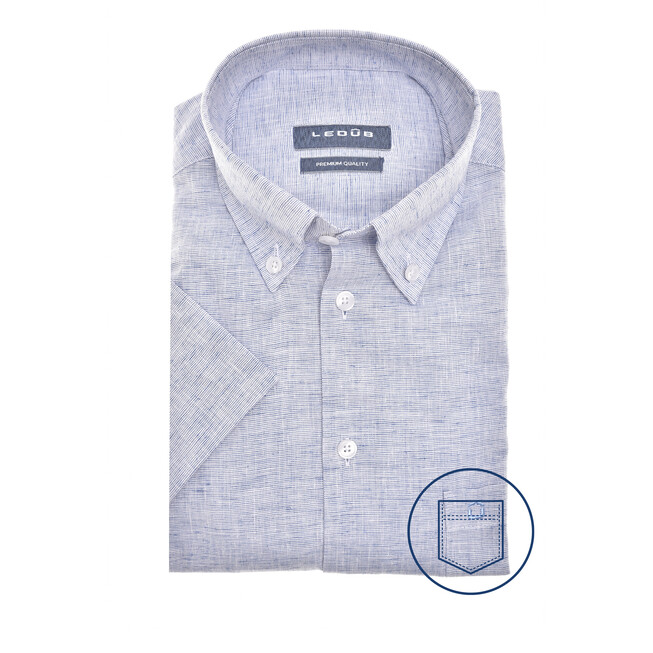 Ledûb Faux Grid Button-Down Overhemd Donker Blauw