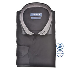 Ledûb Faux Uni Contrast Semi-Spread Modern Fit Shirt Black