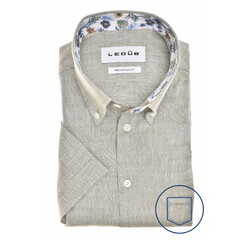 Ledûb Faux Uni Cotton Linnen Button-Down Overhemd Licht Groen