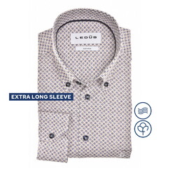 Ledûb Fine Allover Pattern Extra Long Sleeve Button-Down Shirt Light Brown