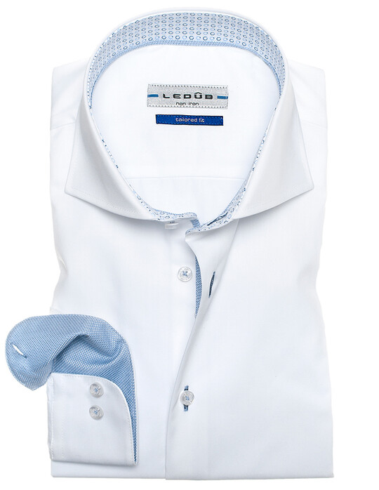 Ledûb Fine Circle Contrasted Shirt White-Blue