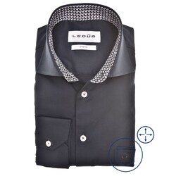 Ledûb Fine-Circle Fantasy Collar Contrast Overhemd Donker Blauw