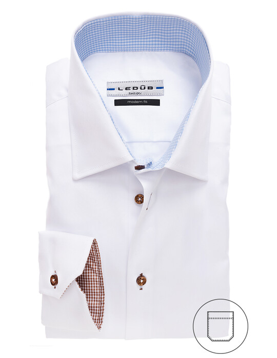 Ledûb Fine Contrasted Two-Ply Shirt White
