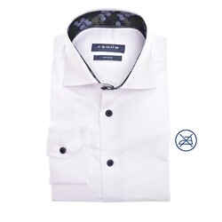 Ledûb Fine Leaf Pattern Contrast Wide-Spread Modern Fit Shirt White