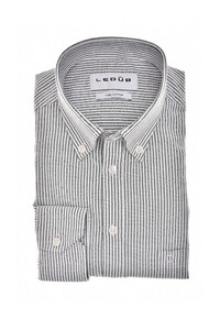 Ledûb Fine Stripe Button-Down Cotton Oxford Overhemd Zwart