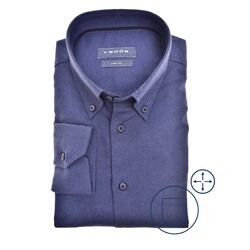 Ledûb Flannel Button-Down Modern Fit Overhemd Donker Blauw