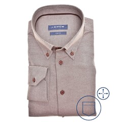 Ledûb Flannel Button-Down Modern Fit Overhemd Midden Bruin
