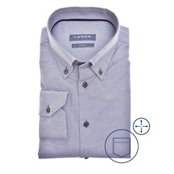 Ledûb Flannel Button-Down Modern Fit Shirt Mid Blue