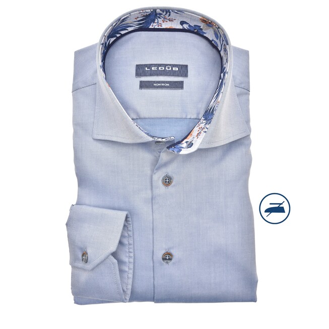 Ledûb Flower Contrast Wide-Spread Modern Fit Shirt Light Blue