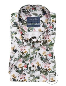 Ledûb Flower Garden Button-Down Modern Fit Overhemd Wit