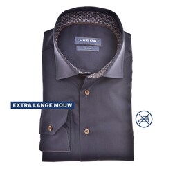Ledûb Geometric Tiling Contrast Long Sleeve Semi-Spread Modern Fit Overhemd Donker Blauw