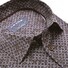 Ledûb Geometric Tiling Semi-Spread Modern Fit Shirt Dark Brown Melange