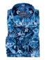 Ledûb Hawaiian Night Wide-Spread Tailored Fit Overhemd Donker Blauw