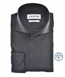 Ledûb Herringbone Subtle Dot Flanel Overhemd Donker Blauw