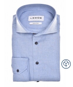 Ledûb Herringbone Subtle Dot Flanel Overhemd Licht Blauw