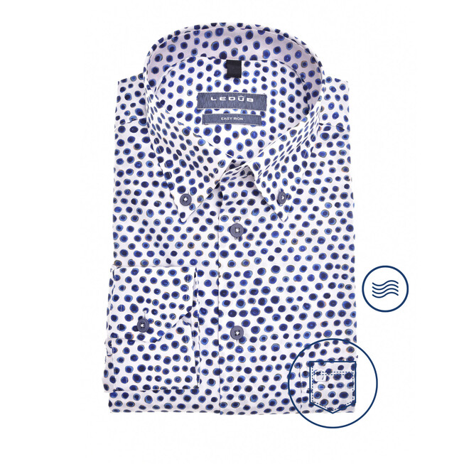 Ledûb Ink Dot Button-Down Modern Fit Overhemd Blauw