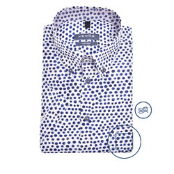 Ledûb Ink Dot Short Sleeve Button-Down Modern Fit Shirt Blue