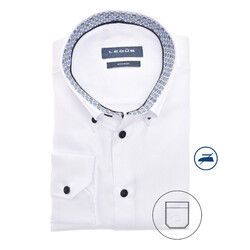 Ledûb Leaf Dot Contrast Button-Down Modern Fit Overhemd Wit