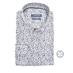 Ledûb Leaf Pattern Button-Down Slim Fit Overhemd Donker Blauw
