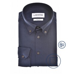 Ledûb Light Flannel Button Down Overhemd Donker Blauw