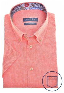 Ledûb Linen-Cotton Blend Faschion Collar Shirt Red