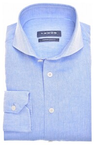 Ledûb Linen-Cotton Blend Plain Overhemd Licht Blauw
