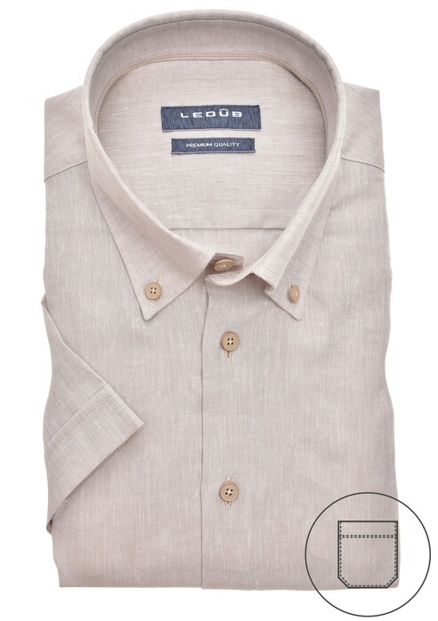 Ledûb Linen Cotton Premium Uni Shirt Light Brown