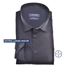 Ledûb Linen Look Contrast Long Sleeve Semi-Spread Modern Fit Shirt Navy