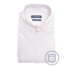 Ledûb Linen Mix Button-Down Modern Fit Shirt White