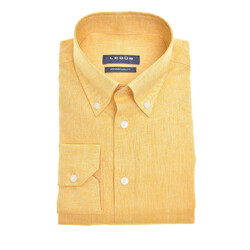 Ledûb Linen Mix Button-Down Slim Fit Shirt Yellow