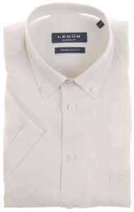 Ledûb Linen Mix Short Sleeve Button-Down Modern Fit Overhemd Wit