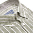 Ledûb Linen Stripe Short Sleeve Button-Down Modern Fit Overhemd Groen