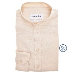 Ledûb Linnen Blend Slim Casual Overhemd Licht Zand