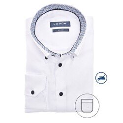 Ledûb Long Sleeve Faux Dot Contrast Modern Fit Shirt White