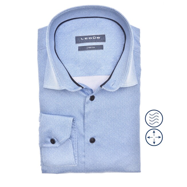 Ledûb Long Sleeve Faux Uni Modern Fit Shirt Light Blue