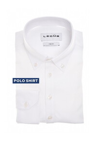 Ledûb Long Sleeve Solid Color Cotton Jersey Poloshirt White