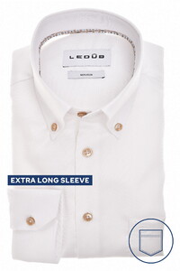 Ledûb Luxury Button-Down Non-Iron Cotton Extra Long Sleeve Overhemd Wit