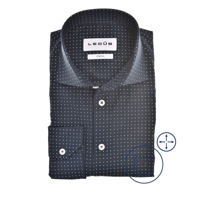 Ledûb Luxury Dot Shirt Dark Evening Blue