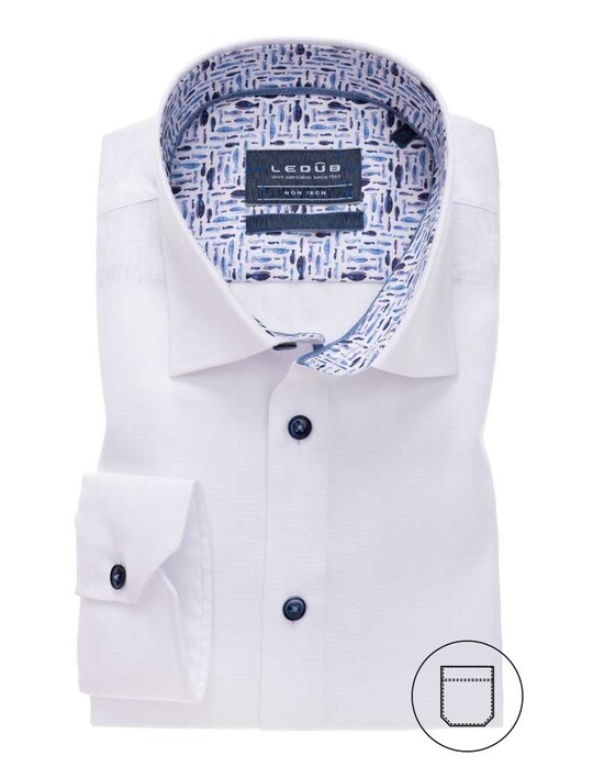 Ledûb Mini Check Pattern Contrast Shirt White
