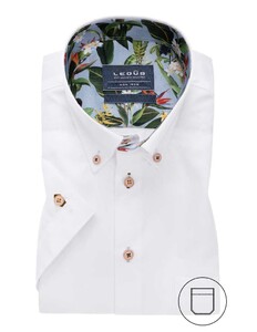 Ledûb Modern Button Contrast Short Sleeve Overhemd Wit