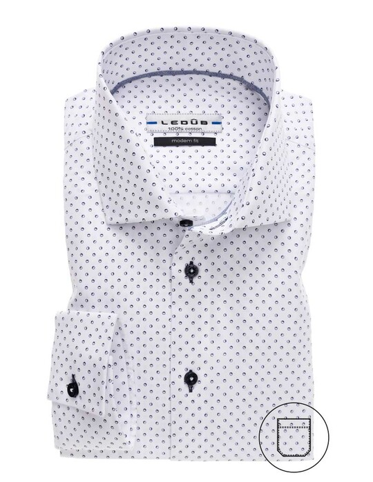Ledûb Modern Dot Shirt White-Blue