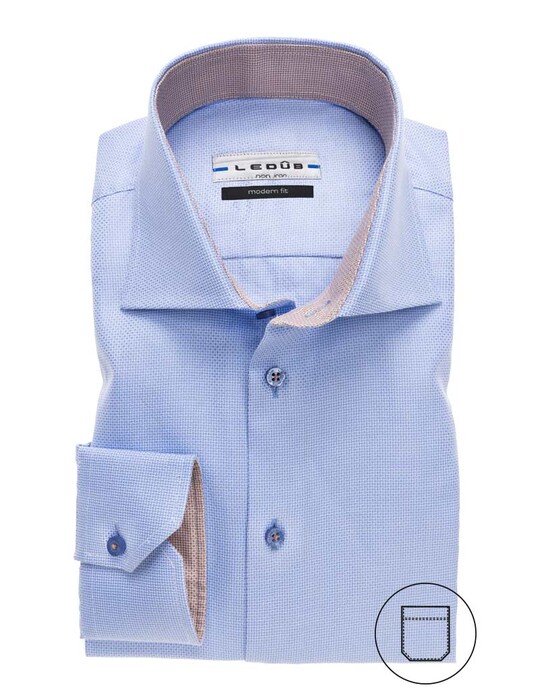 Ledûb Modern Faux Uni Structured Shirt Mid Blue
