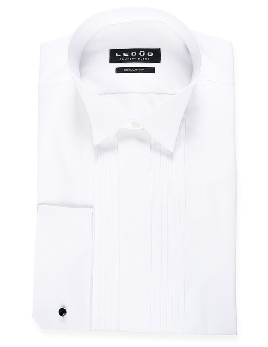 Ledûb Modern-Fit Smoking Shirt White