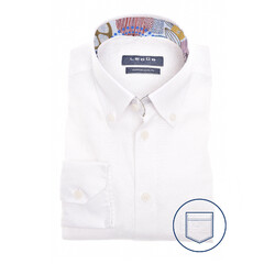 Ledûb Modern Geometric Circle Collar Shirt White