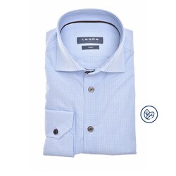 Ledûb Modern Houndstooth Pattern Shirt Mid Blue