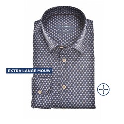 Ledûb Modern Knit-Like Dot Longer Sleeve Overhemd Donker Blauw