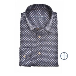 Ledûb Modern Knit-Like Dot Overhemd Donker Blauw