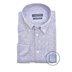 Ledûb Modern Linen Melange Shirt Blue-Blue